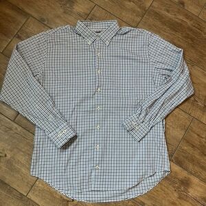 Peter Millar Blue Gingham Long Sleeve Button Down Shirt Men's‎ XL